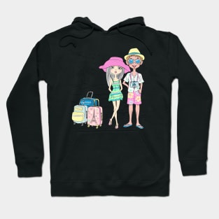 Hipster traveler guy and girl Hoodie